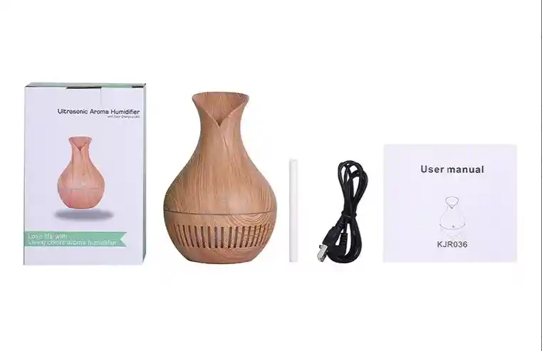 Difusor Humidificador Aroma Luz Led Florero Rayas + Esencia