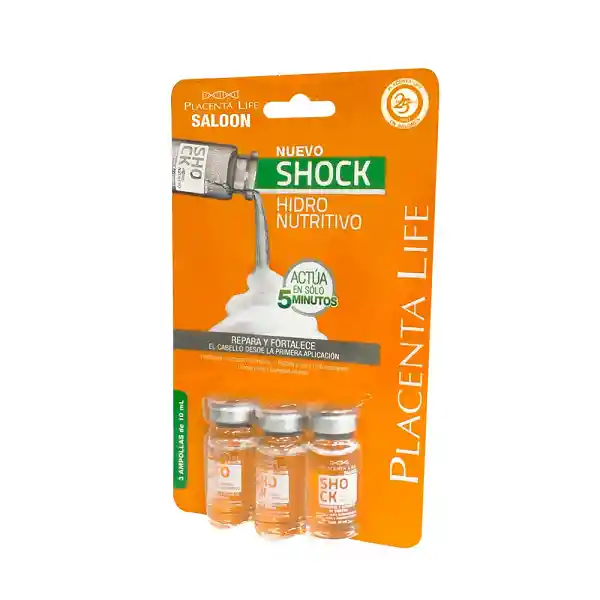 Ampolleta Capilar Placenta Life Shock Hidro Nutritivo 10ml X 3unidades