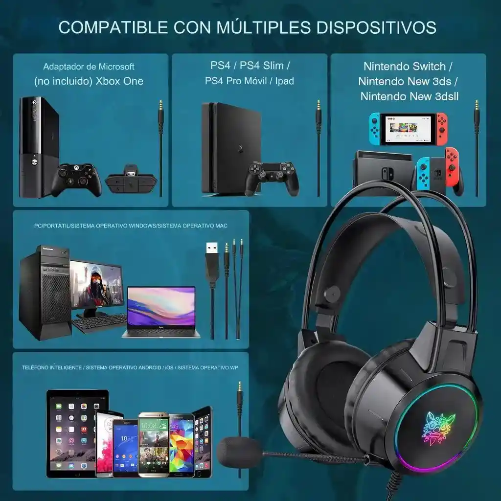Audifonos Onikuma X15 Pro Rgb Negro
