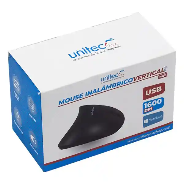 Mouse Inalámbrico Recargable Vertical Ergonómico Unitec V886