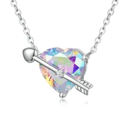 Collar Para Mujer Dije Corazón Flechado Amor En Plata 925