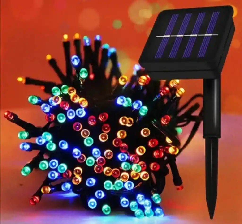 Luces Navideñas Solares Exterior Lineal 10m100 Leds Con Panel Solar