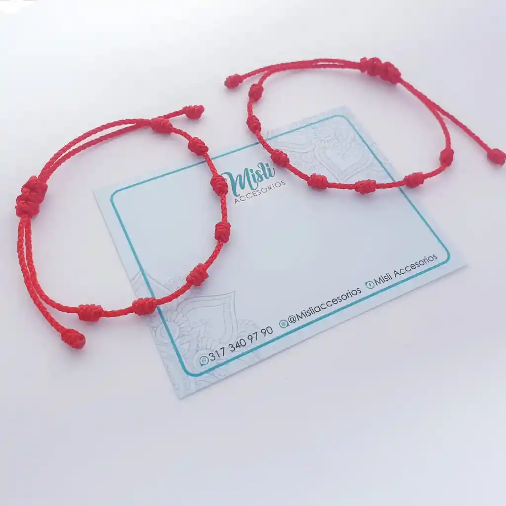 Set Pulseras De Protección Hilo Rojo De Los 7 Nudos Para Compartir