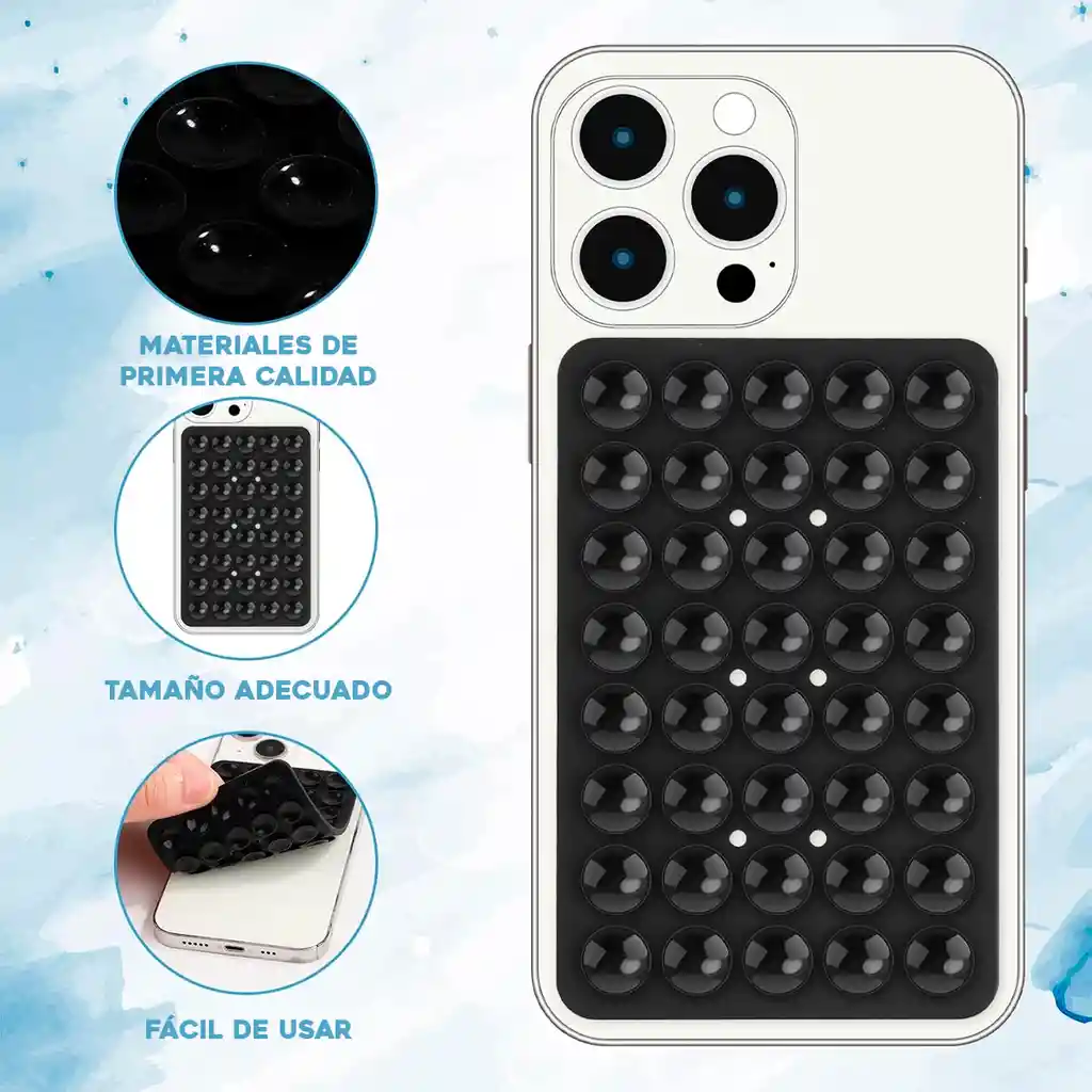 Soporte Trípode Celular Doble Ventosa Chupa Silicona Succión Negro