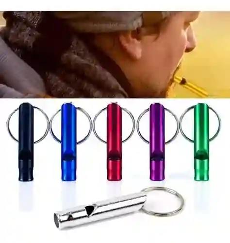 Silbato En Aluminio Tipo Llavero Emergencia, Camping, Entrenamiento ( 1unidad )