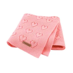 Manta Tejida Para Bebé En Algodón De Alta Calidad Rosa