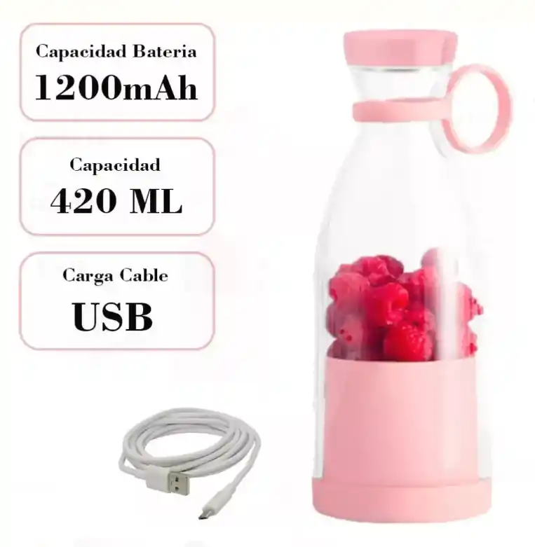 Mini Licuadora Recargable Usb Batidos Jugos Gym Botella