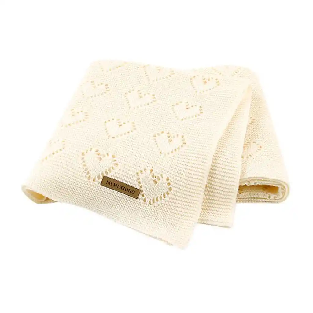 Manta Tejida Para Bebé En Algodón De Alta Calidad Beige