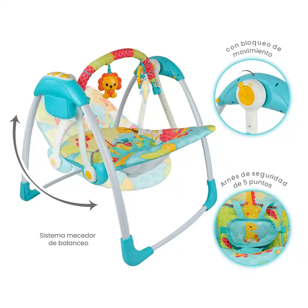 Silla Mecedora Eléctrica, Columpio Eléctrico Para Bebé, Velocidades Y Sonidos Rosado - Priori