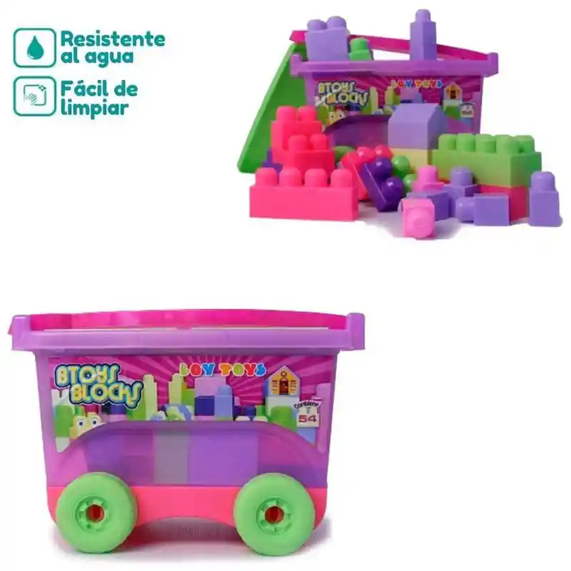 Vagón Bloques Niña Btoys Blocks Colores Surtidos / 54 Piezas