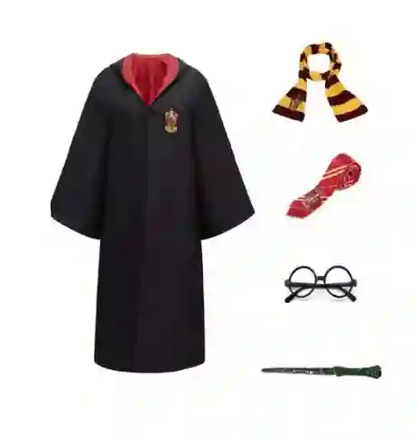 Kit Harry Potter Con Corbata, Barita Magica, Bufanda. Capa Y Gafas Para Adulto Disfraz Halloween Talla Xl