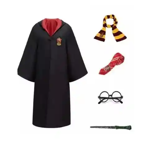 Kit Harry Potter Con Corbata, Barita Magica, Bufanda. Capa Y Gafas Para Adulto Disfraz Halloween Talla Xl