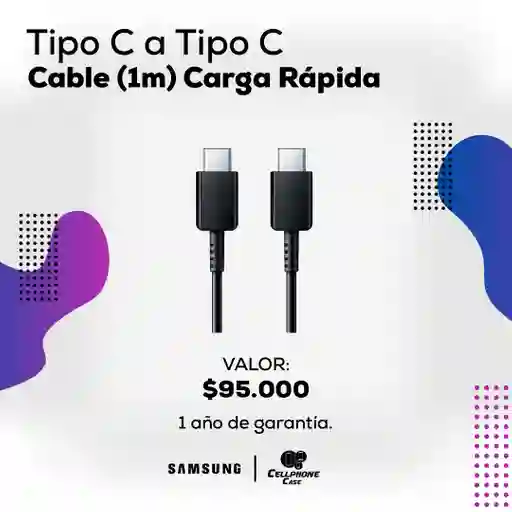 Cable Tipo C A Tipo C 1mt Carga Rápida