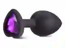 Plug Anal Silicona Talla S Corazón Negro Joya Morada
