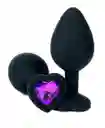 Plug Anal Silicona Talla S Corazón Negro Joya Morada