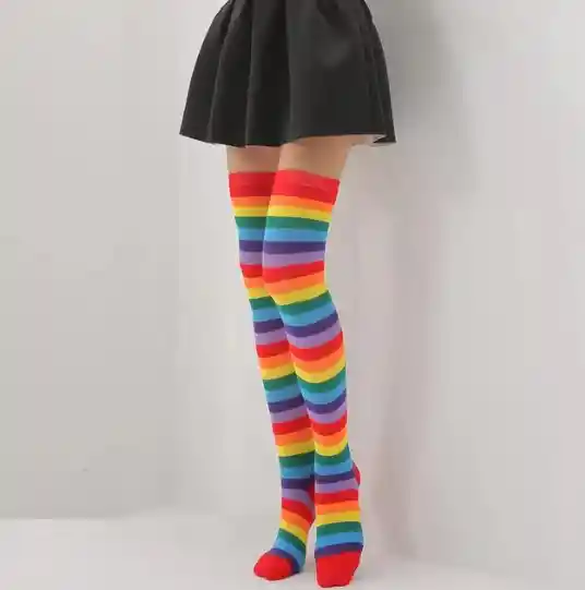 Calcetines Medias Elasticas Largas Multicolor Payaso Halloween Disfraz