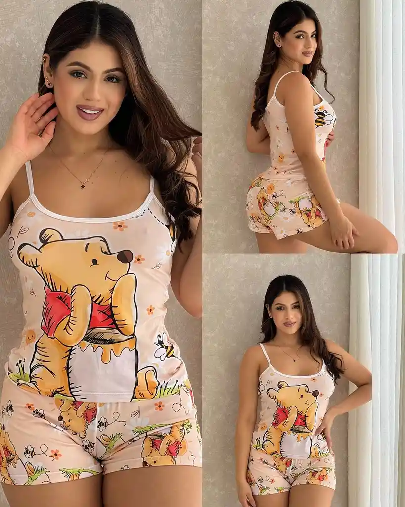 Pijama Short Blusa Tiras Winnie Pooh Talla Única