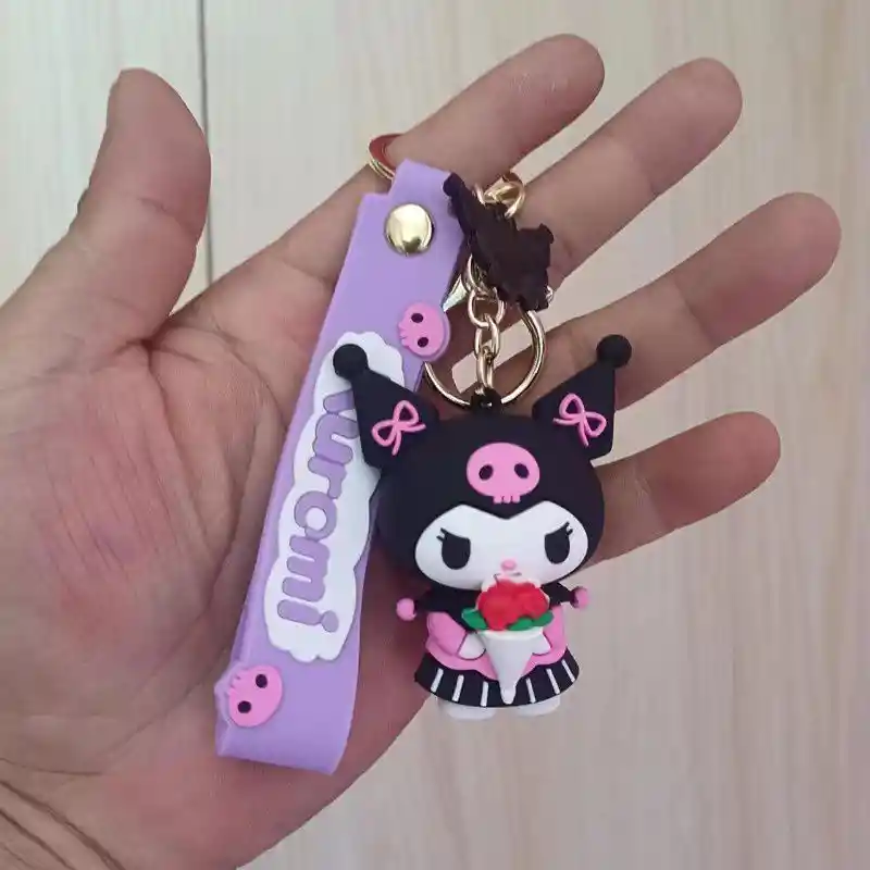 Llavero 3d De Muñeca Kuromi Con Manilla Y Gancho