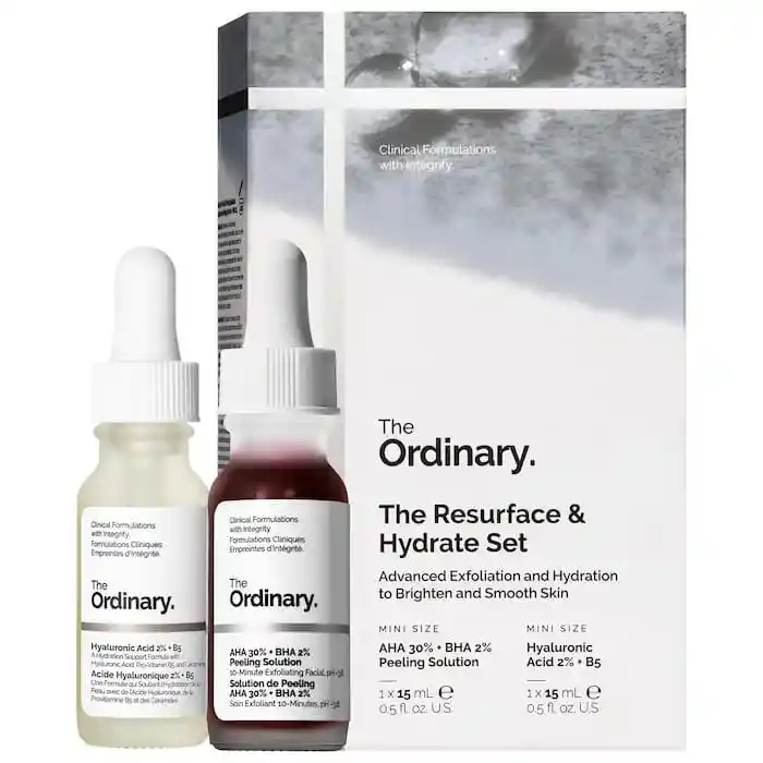 The Resurface Hydrate Set With Hyaluronic Acid + Aha Peeling Solution 15ml