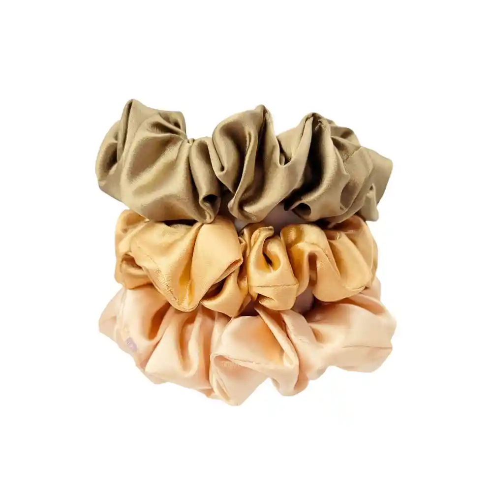 Set X 3 Scrunchies Bambas Moñas Satín Medianas Cabello