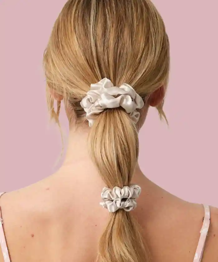 Set X 3 Scrunchies Bambas Moñas Satín Medianas Cabello