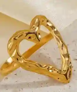 Anillo Abierto Corazon Martillado