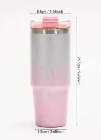 Vaso De Acero Inoxidable Con Aislamiento Para Caliente O Frio De 30 Oz Escarchado Rosado/plata