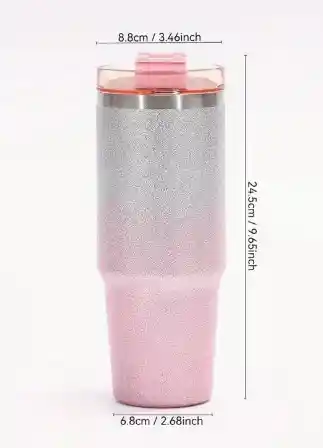 Vaso De Acero Inoxidable Con Aislamiento Para Caliente O Frio De 30 Oz Escarchado Rosado/plata