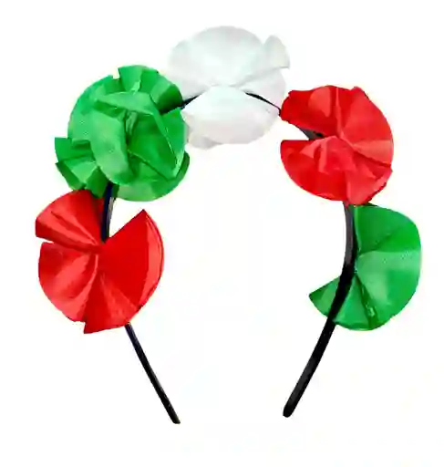 Balaca Diadema Flores Colores Blanco Verde Rojo, Hora Loca, Carnaval, Año Nuevo Cumpleaños