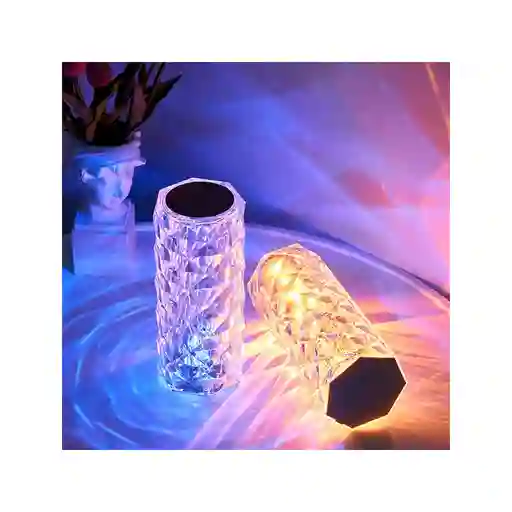 Lámpara De Cristal De Mesa Diamante Rosa, 16 Colores Rgb Decorativa Recargable Por Usb