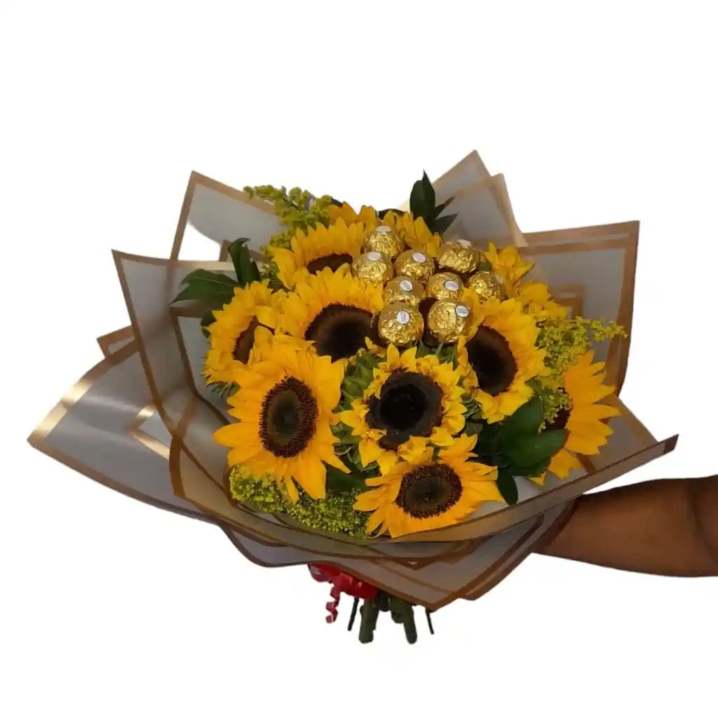Buchon De 12 Girasoles Y 9 Ferrero Rocher