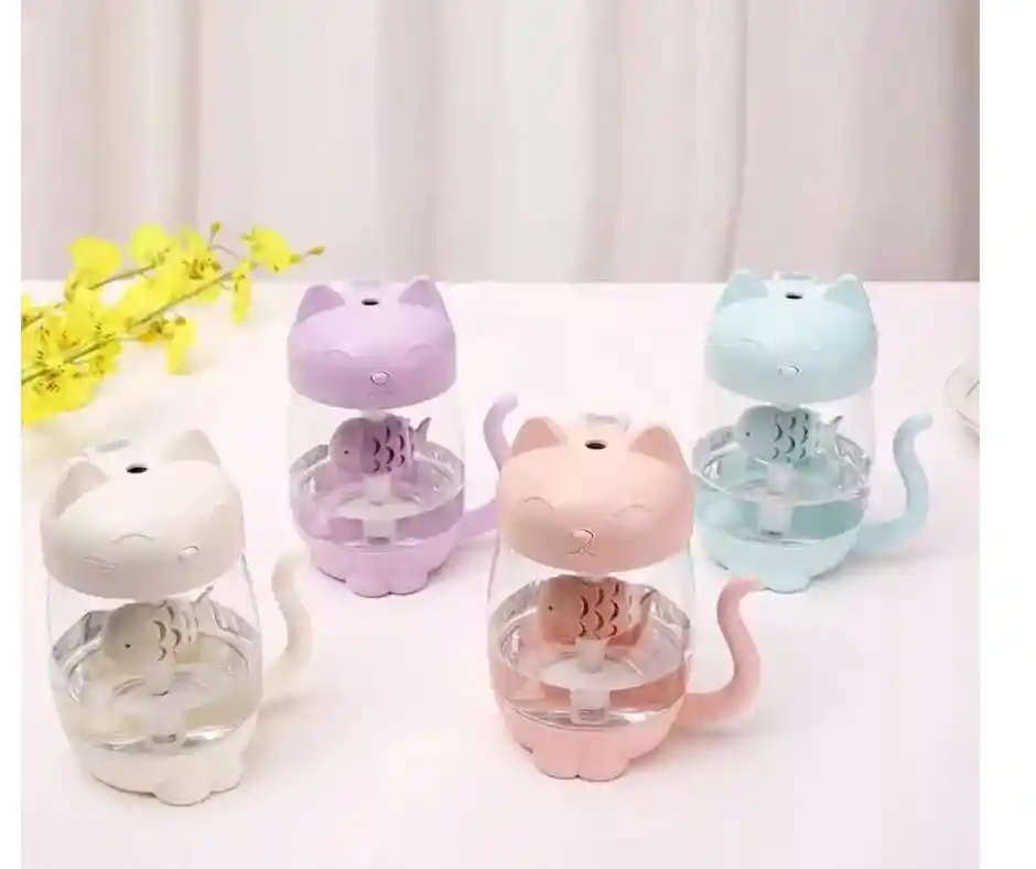 Humidificador Vaporizador Tierno De Gatito Con Pez3