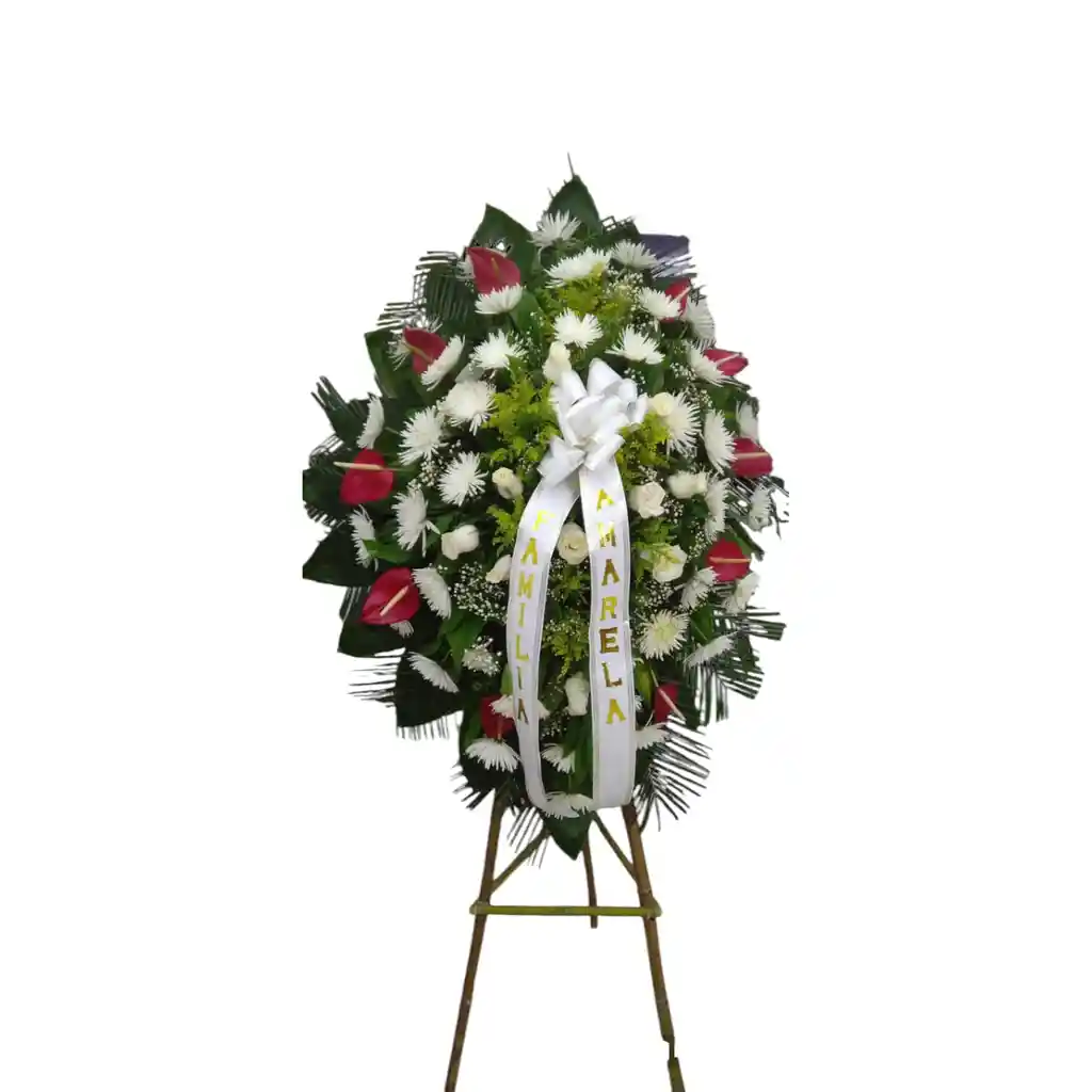 Arreglo Funebre Pedestal En Crisantemos, Rosa Y Anturio