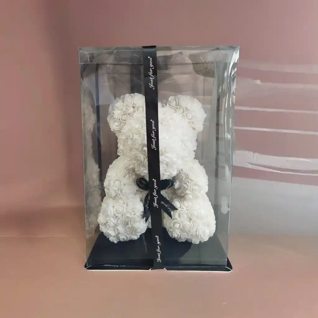 Oso Mediano En Flores De Fomi Blanco