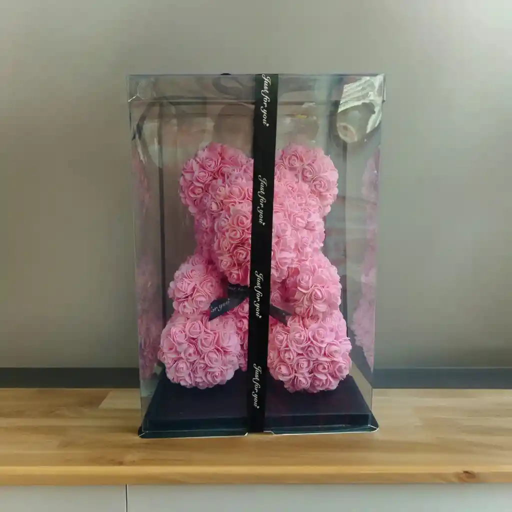 Oso Mediano En Flores De Fomi Palo E Rosa