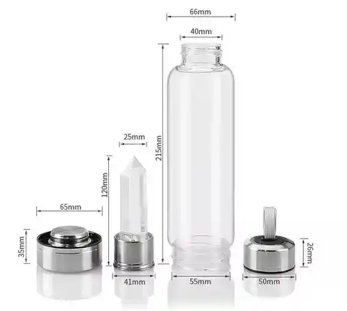 Termo Botella De Agua Con Cristales De Cuarzo Cristal + Estuche