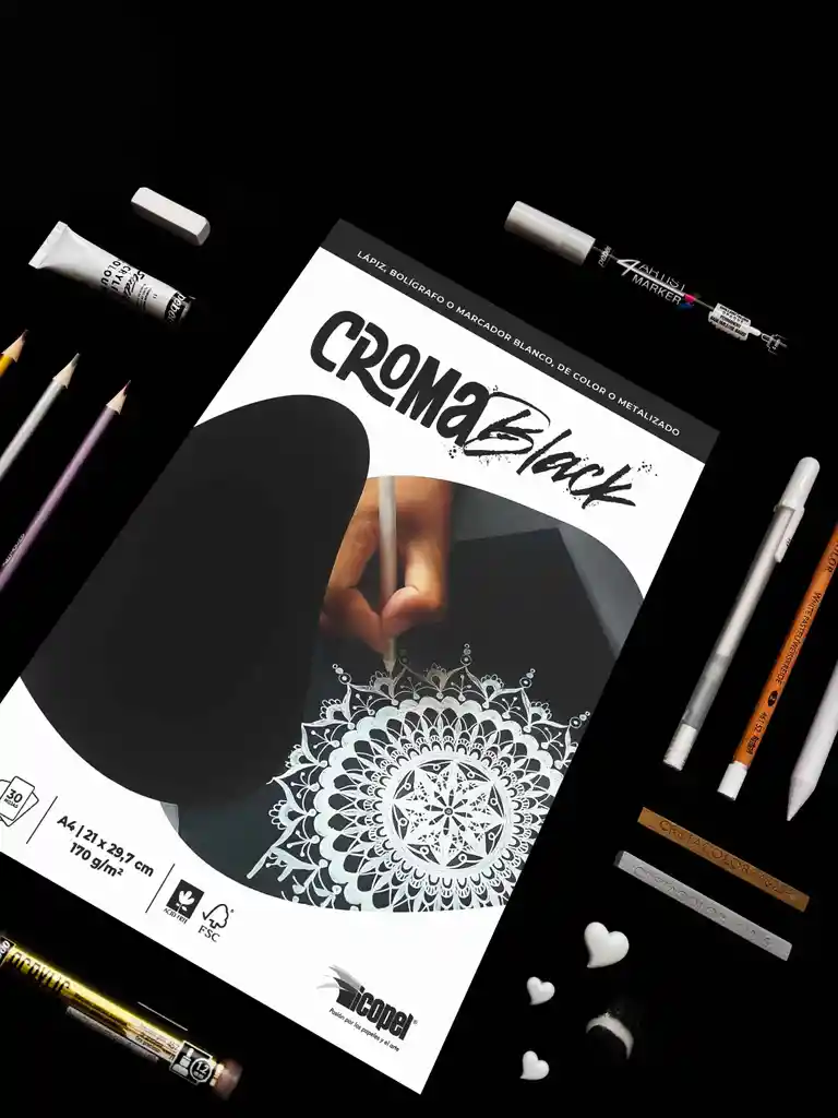 Block Croma Black - 170 G - A4 X 30 - Hjs