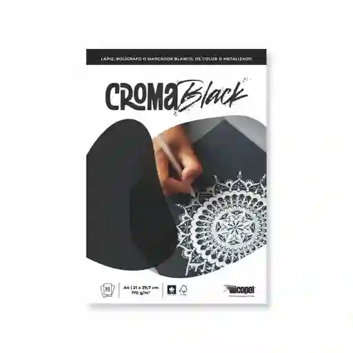 Block Croma Black - 170 G - A4 X 30 - Hjs