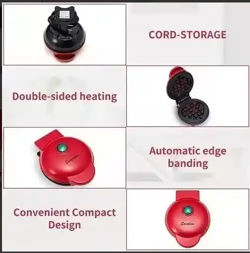 Mini Waflera Eléctrica Antiadherente Forma De Corazón