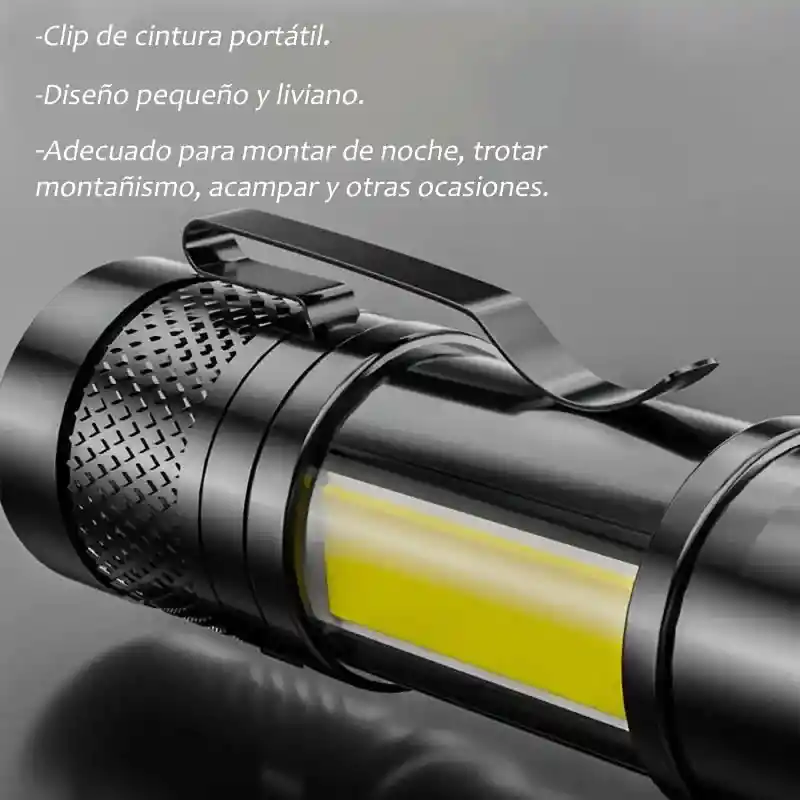 Linterna Tactica De Bolsillo Luz Led 3 Modos Recargable Usb Camping