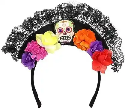 Diadema Flores Y Calaveras