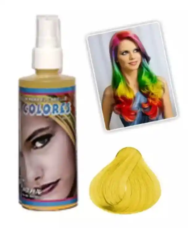 Laca Para El Cabello Spray Color Amarillo Fluorescente Disfraz Halloween