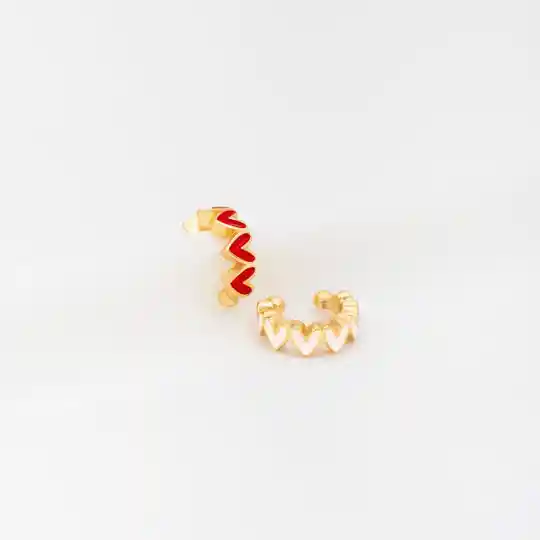 Ave María Set Earcuff *2 Multicorazones Rojo