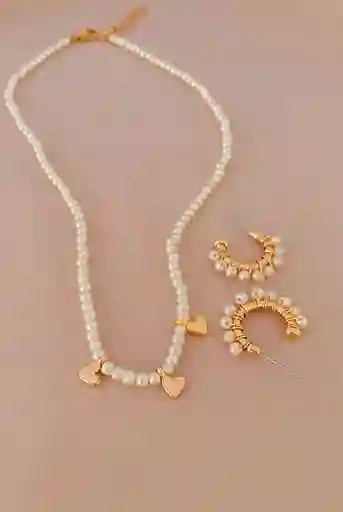 Ave María Set Choker + Aretes Perlas