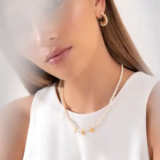 Ave María Set Choker + Aretes Perlas