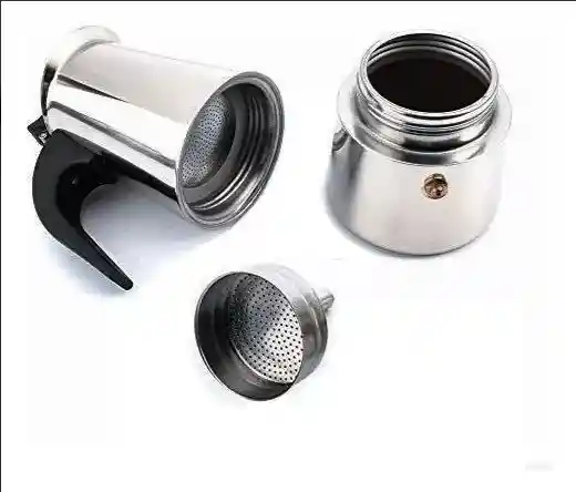 Cafetera Espresso Maker 9 Tazas Manual Plateada Italiana