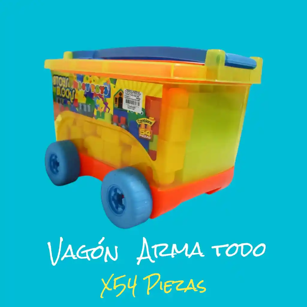 Vagón Bloques Unixes Btoys Blocks Colores Surtidos / 54 Piezas