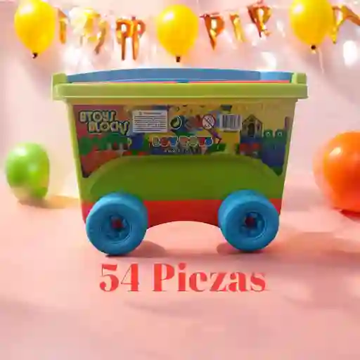 Vagón Bloques Unixes Btoys Blocks Colores Surtidos / 54 Piezas