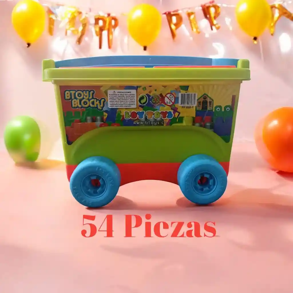 Vagón Bloques Unixes Btoys Blocks Colores Surtidos / 54 Piezas