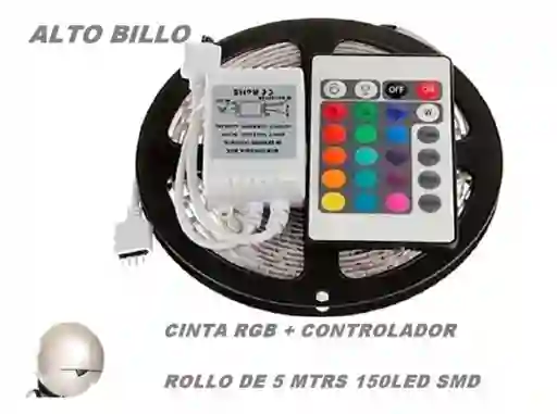 Cinta Led Multicolor Rgb Luz 5050 5mts + Control + Adaptador